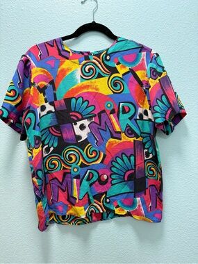 Colorful Swirl Print Top — Multicolor